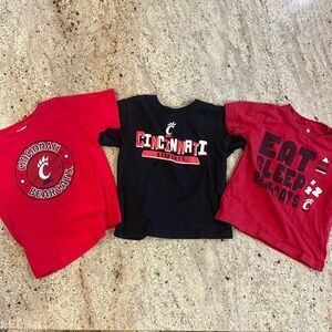 Set of three Cincinnati Bearcats T-shirts 2T